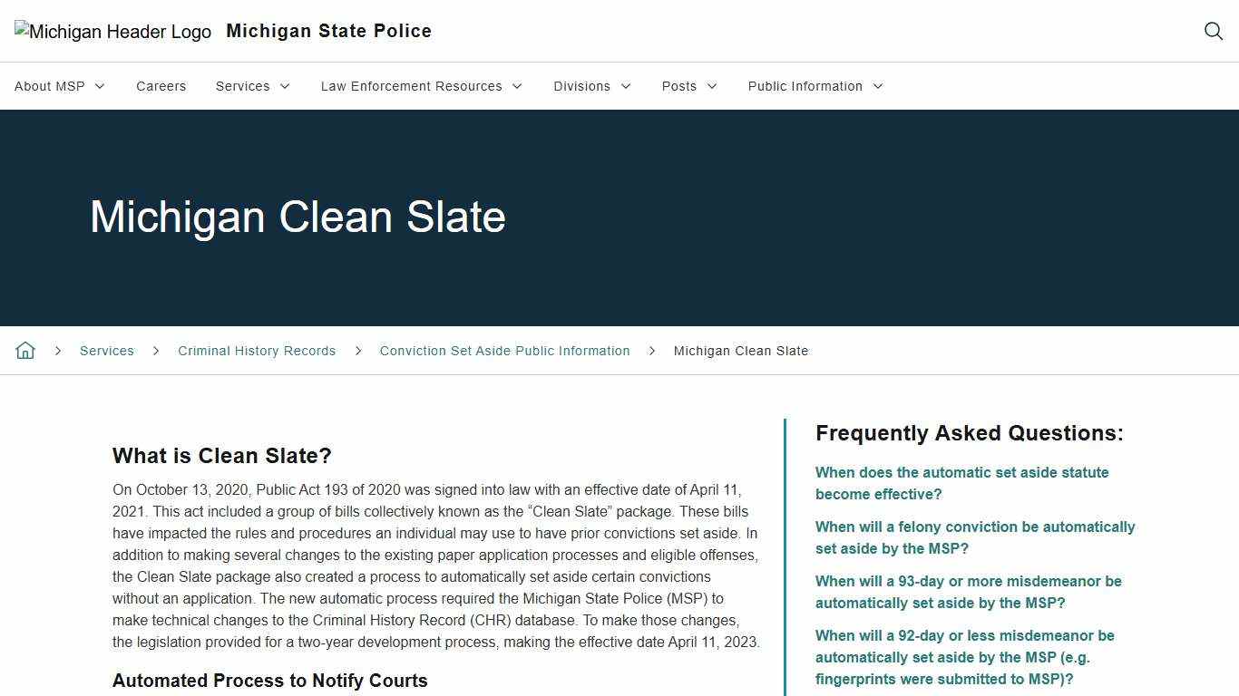 Michigan Clean Slate